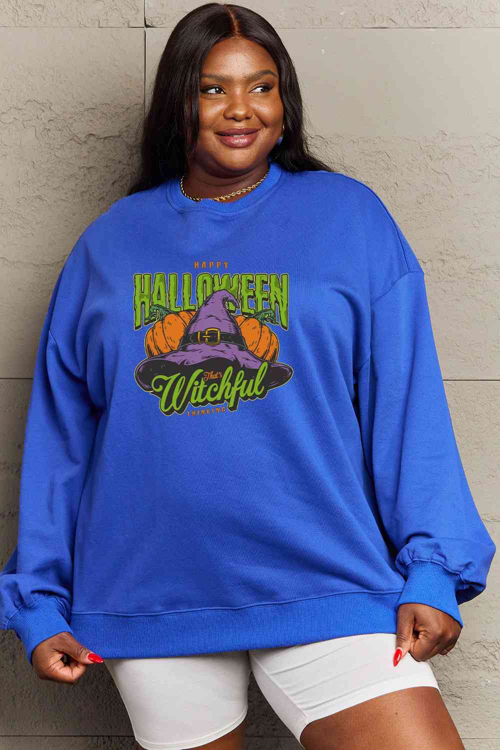 Simply Love Full Size Witch Hat Graphic Sweatshirt