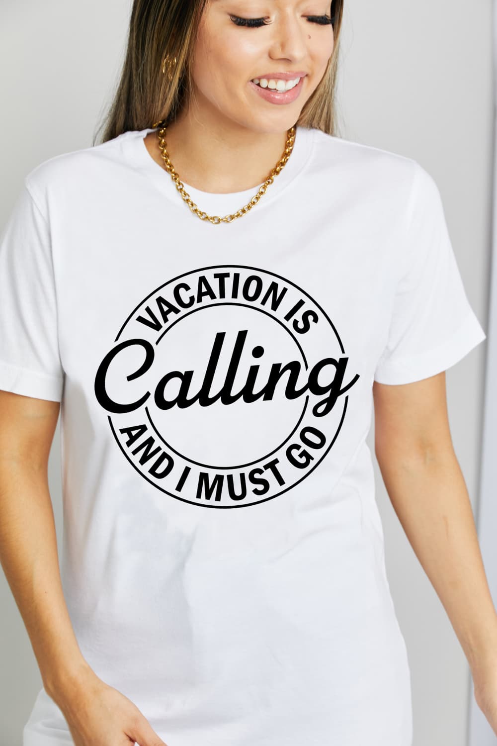 Simply Love VACATION IS APPEL AND I DUST GO T-shirt en coton graphique