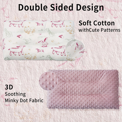 Super Soft & Ergonomic Baby Pillow - Double Sided Cotton & Fabric, Machine Washable