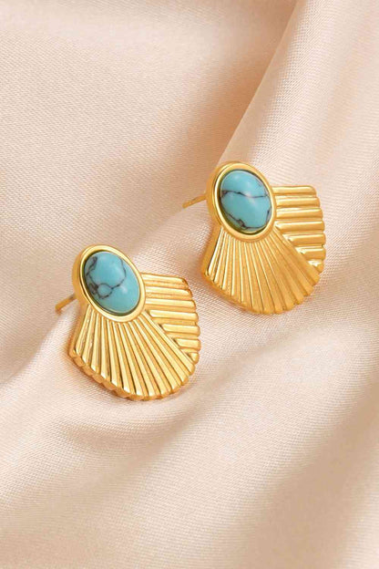 Turquoise 18K Gold Plated Stud Earrings