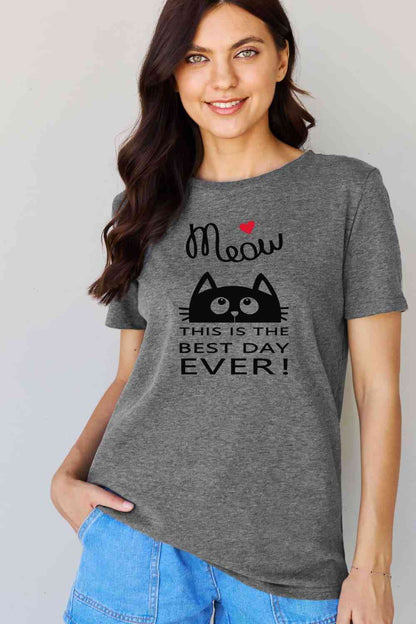 J'adore simplement MEOW en taille réelle, C'EST LE MEILLEUR JOUR DE JAMAIS ! T-shirt graphique en coton