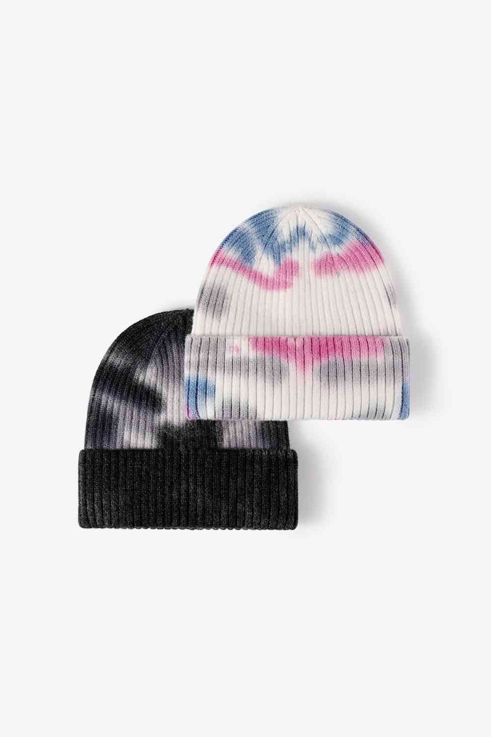 Bonnet en tricot côtelé tie-dye