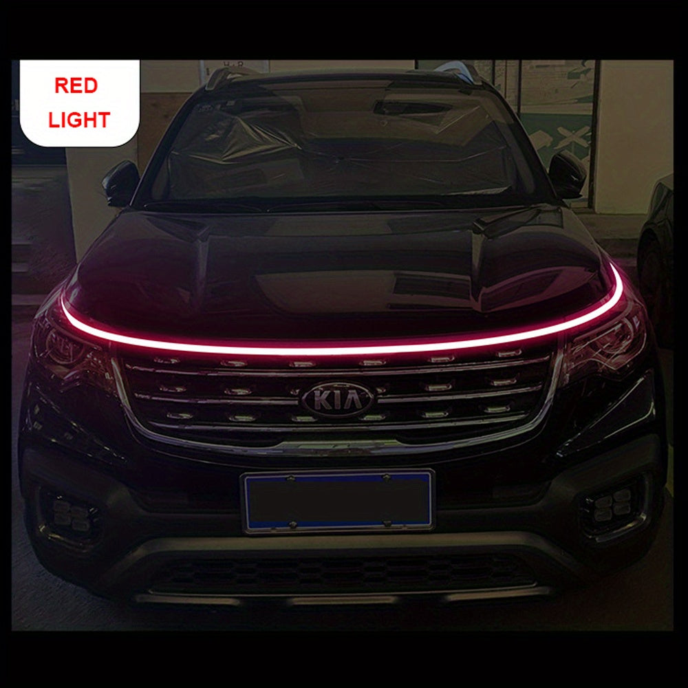 12V 70.87inchLED Car Hood Light Strips Dynamic With Start Scan Universal Car Decorative Atmosphere Ambient Lamps Daytime Running Lights