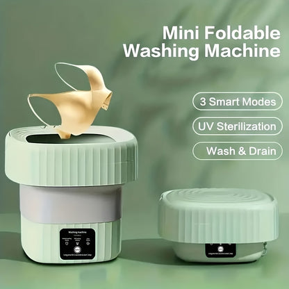 9L Portable Mini Washing Machine: 3 Modes, Effective Sterilizing Washer With Drain Basket - Perfect for Baby Clothes, Underwear, Socks & More!