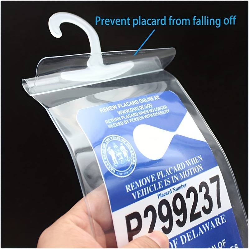 3pcs Handicap Parking Placard Holder Cover Disabled Parking Permit With Large Hanger For Autos Ultra Transparent Protective Holder Cover