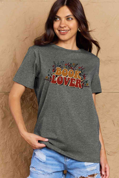 Simply Love T-shirt en coton graphique pleine taille BOOK LOVER