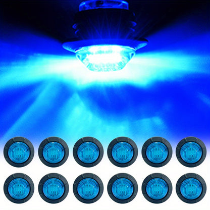 12PCS 12V Round 3/4 Inch Waterproof LED Gap Light, Van/ Truck/ Sidelight/ Indicator, Side Light