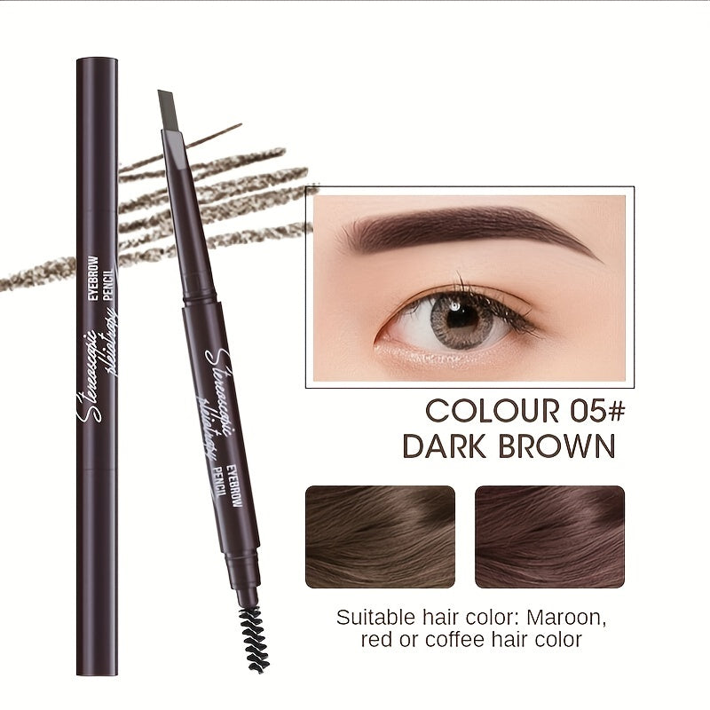 Waterproof and Smudge Proof 5 Color Eyebrow Pencil with Double Ended Triangular Head for Long Lasting Results