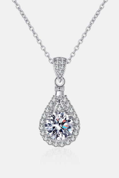 Collier chaîne avec pendentif en forme de larme Moissanite de 1 Carat