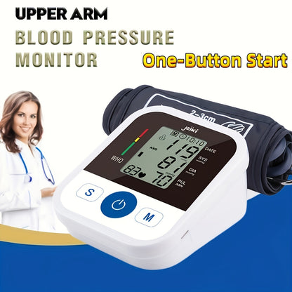 99 Memory-Function Digital Blood Pressure Monitor - Automatic Upper Arm BP Machine With Cuff - Large LCD, No Battery Needed!