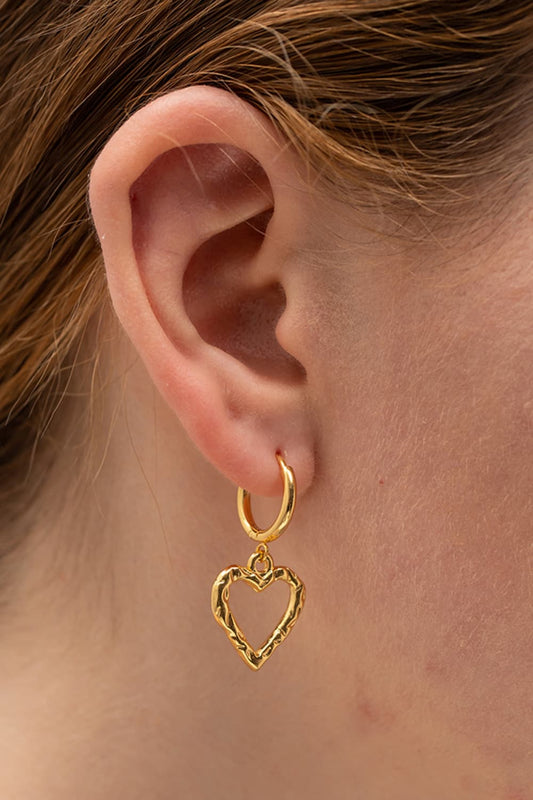 Boucles d'oreilles pendantes coeur en acier inoxydable