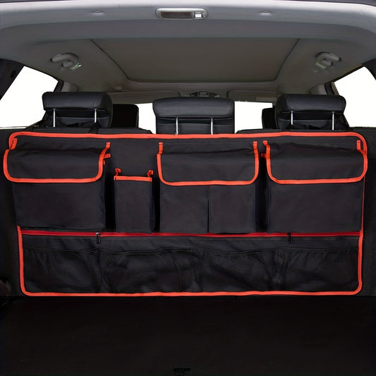 Organizador universal para automóvil para SUV de tamaño grande - Amplia bolsa de almacenamiento para maletero y asiento trasero con bolsillo de red multifuncional - Accesorio interior de automóvil perfecto para mujeres 