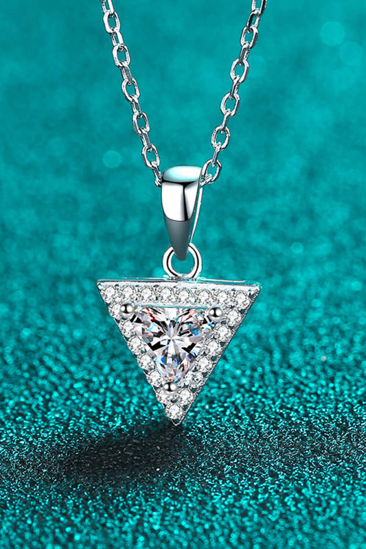 Collier pendentif triangle moissanite en argent sterling 925