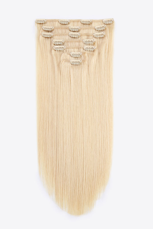 Extensions de cheveux humains indiens à clipser 20" 120 g en blond