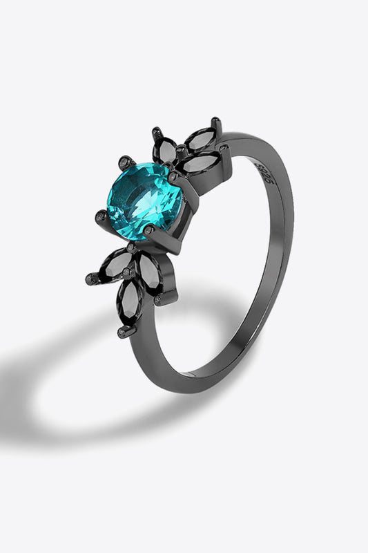 Bague feuille de Zircon bleu Paraiba naturel