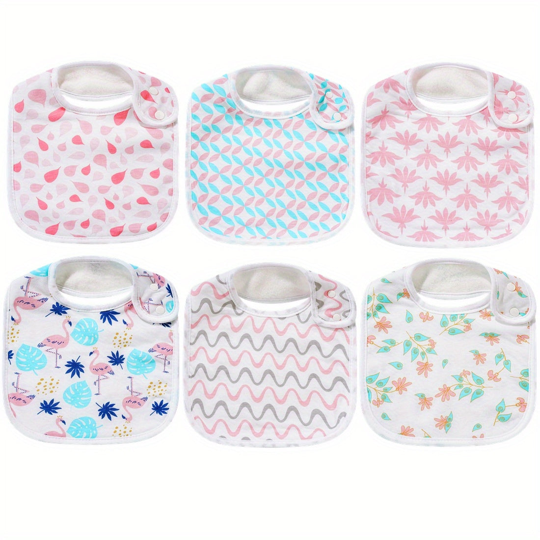 6pcs Baby Cotton Absorbent Bibs For Drooling Teething