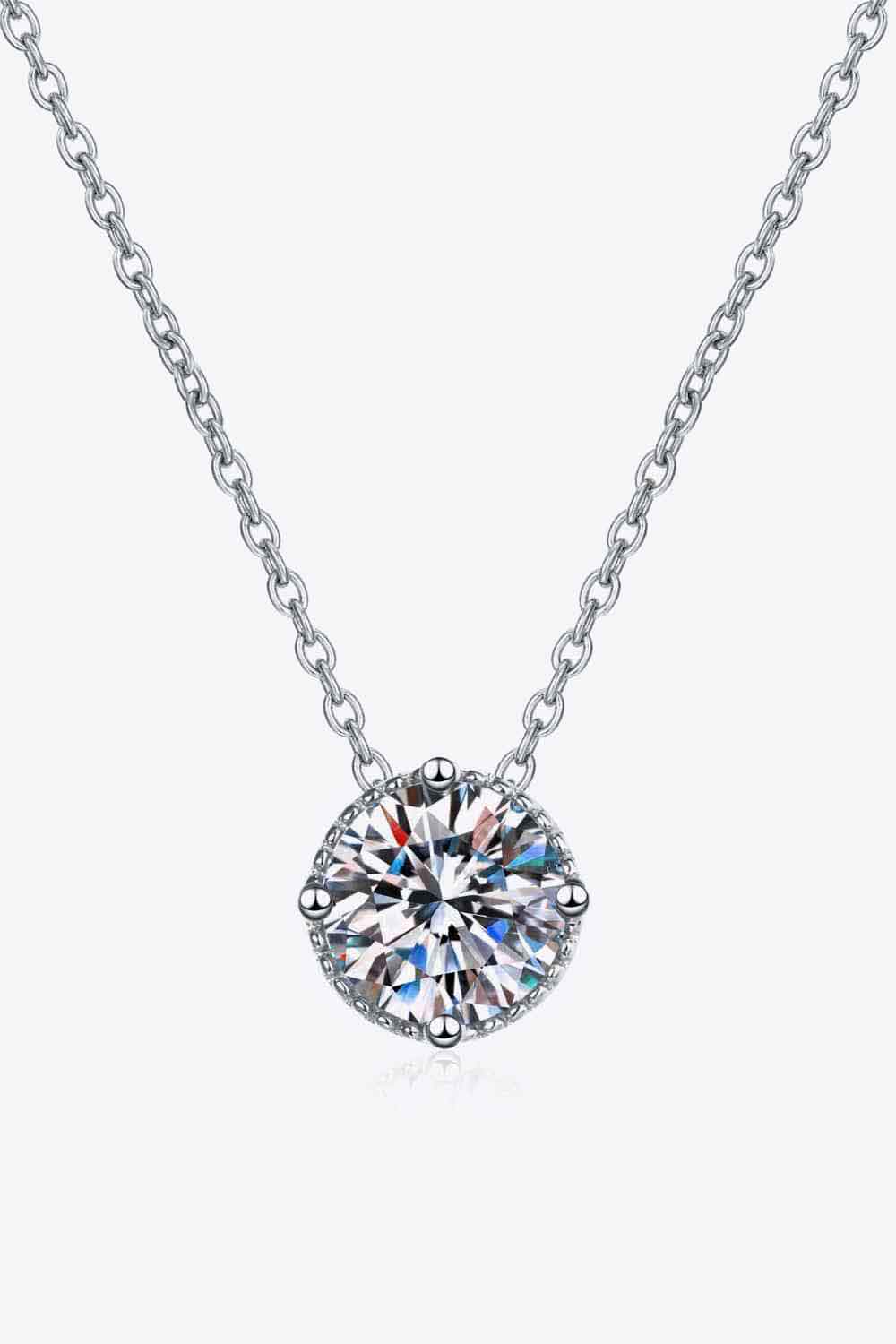 Collier pendentif rond moissanite 1 carat