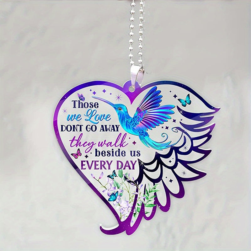 1pc Transparent Heart Keychain Pendant for Girls - Cute Bird Car Decoration and Backpack Accessory