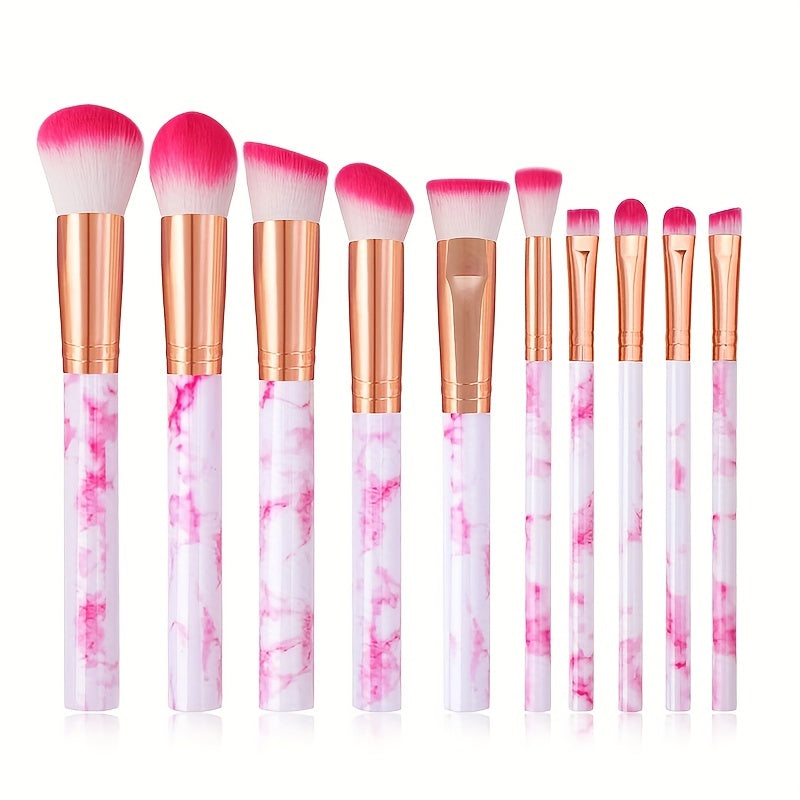 10 Pcs Marble Makeup Brushes