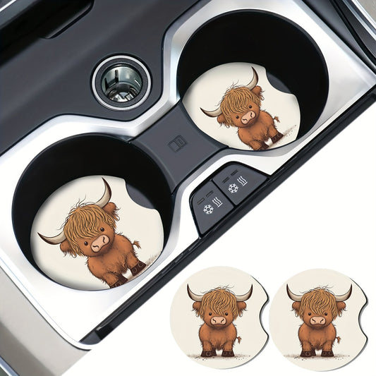 2pcs Fashionable Auto Drink Coasters Mats - Perfect for Car Cup Holders & Interior Accessories!