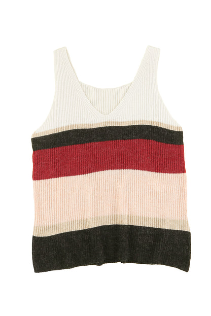 Color Block V-Neck Rib-Knit Tank