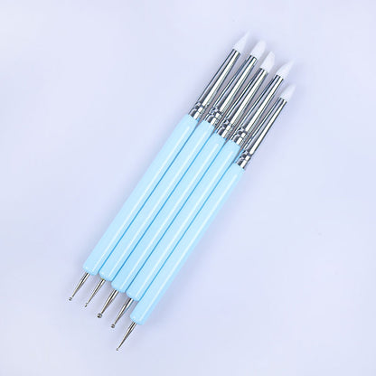 5pcs Mark Silicone Soft Head Double Point Drill Pen Set - Perfect for Clay Sculpting, Nail Art, UV Gel Drawing & More!