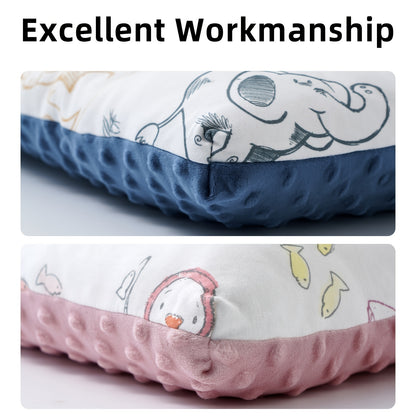 Super Soft & Ergonomic Baby Pillow - Double Sided Cotton & Fabric, Machine Washable