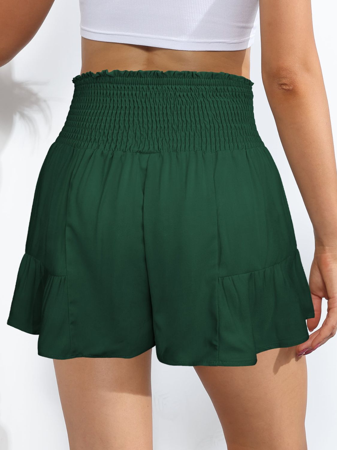 Short taille haute smocké noué sur le devant