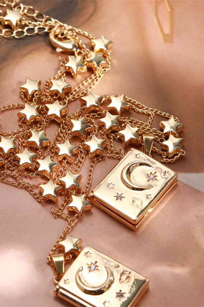 Star and Moon Copper 14K Gold-Plated Necklace