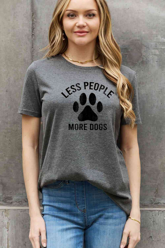 Simply Love T-shirt en coton graphique en taille réelle LESS PEOPLE MORE DOGS