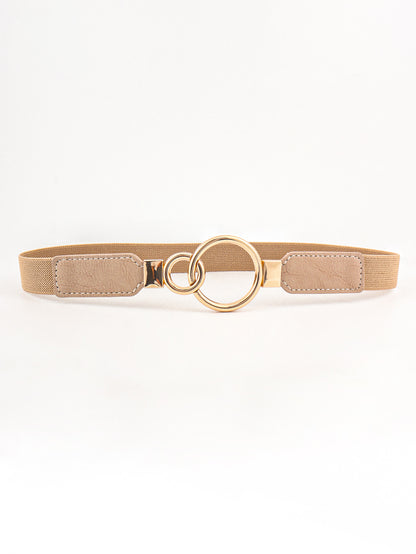 Double Ring Buckle Elastic PU Belt