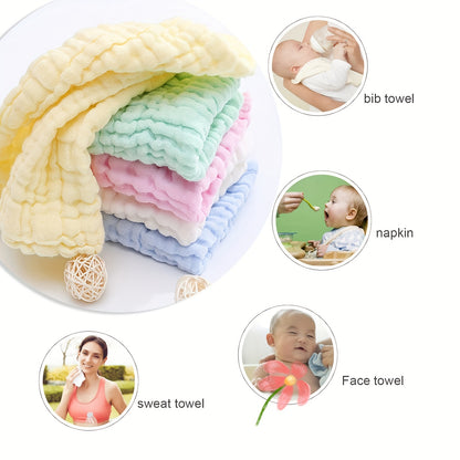 Débarbouillettes en mousseline pour bébé Lingettes pour bébé en mousseline purifiée naturelle Serviette de visage douce et absorbante pour nouveau-né à 6 couches pour peau sensible, registre de bébé comme douche, paquet de 5 11,8 x 11,8 pouces 