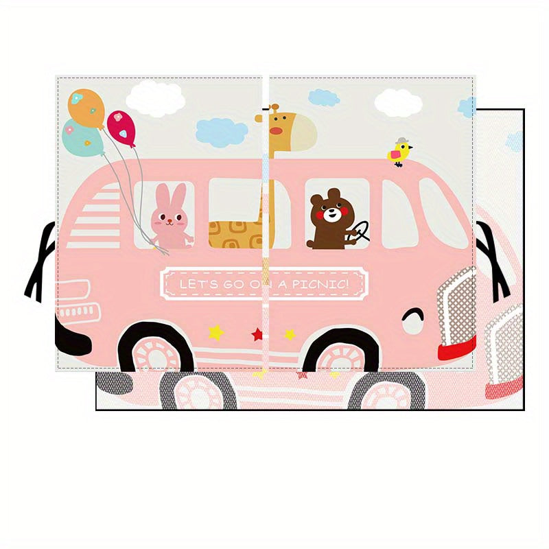 Baby Kids Car Side Window Sun Shade Cover, Magnetic Double Layer Car Sun Shade For Car Side Windows, Full Blackout And Half Blackout Available, Cute Pattern Car Curtains For Heat/UV Protection (Dinosaur Animals)