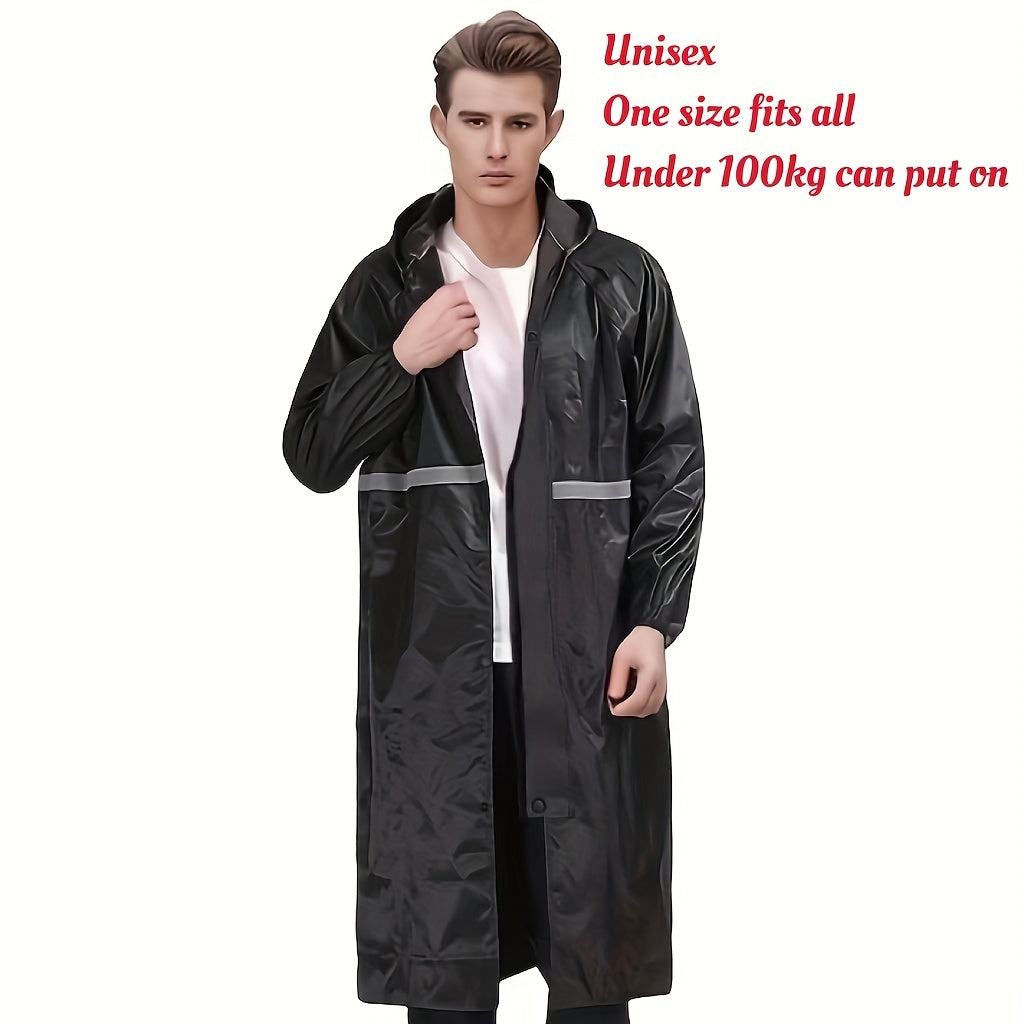 1pc Adult Full Body Waterproof Poncho, Long Thickened One-piece Poncho, Outdoor Reflective One-piece Raincoat, 24 Hour Waterproof Poncho, Glow In The Dark Umbrella, Simple Fashion Raincoat