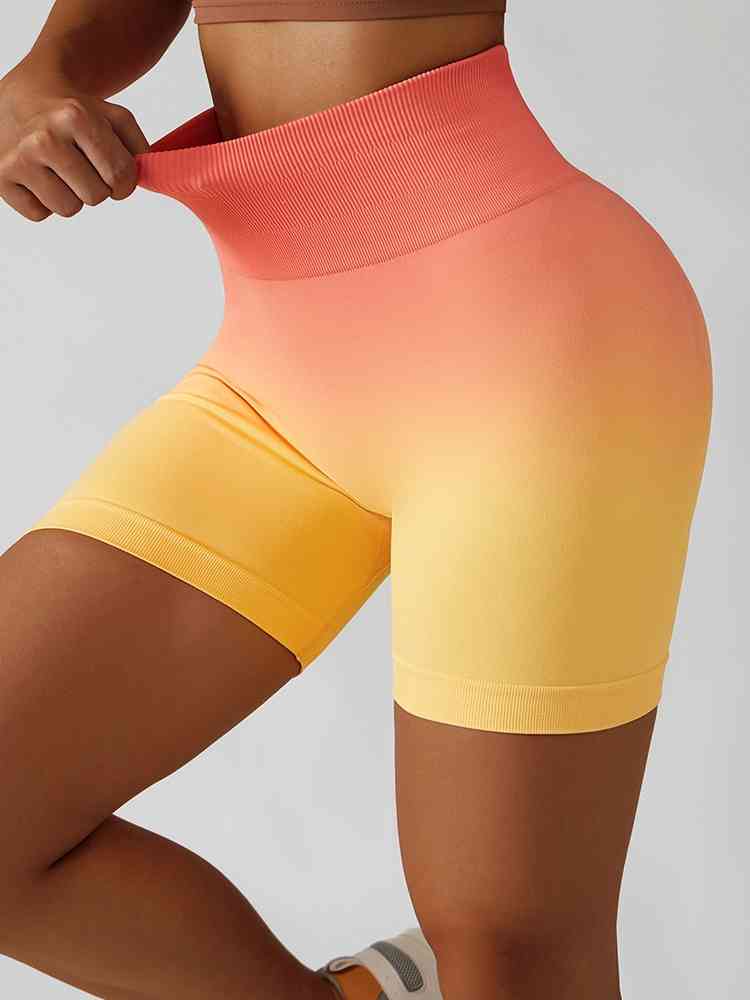 Gradient Wide Waistband Slim Fit Sports Shorts