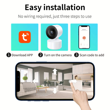 1080P 2.4GHz Security Camera - 360° Panoramic IP Camera with Human Motion Detection, Alarm Push, Two-way Audio & High-Definition Night Vision - Perfect for Home Surveillance & Baby/Pet Monitoring