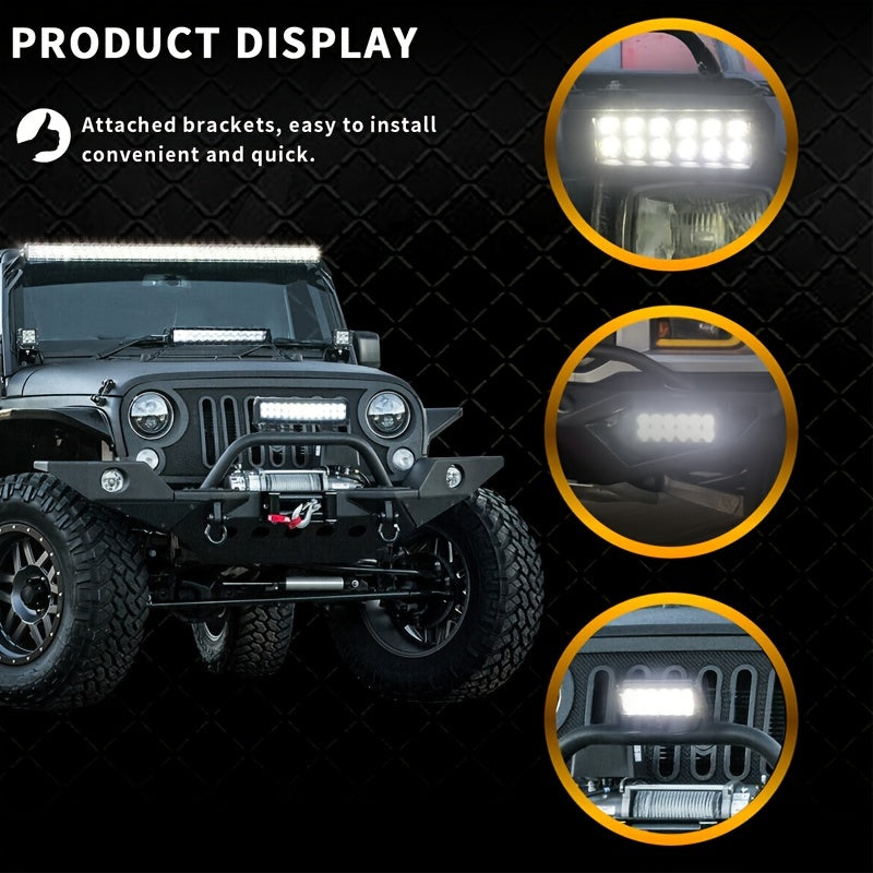 4 Pack of 120W 12000lm LED Work Light Bar - Waterproof Die-Casting Aluminum Alloy Shell for Jeep, Boat, UTV, Truck & ATV Off-Road Lighting