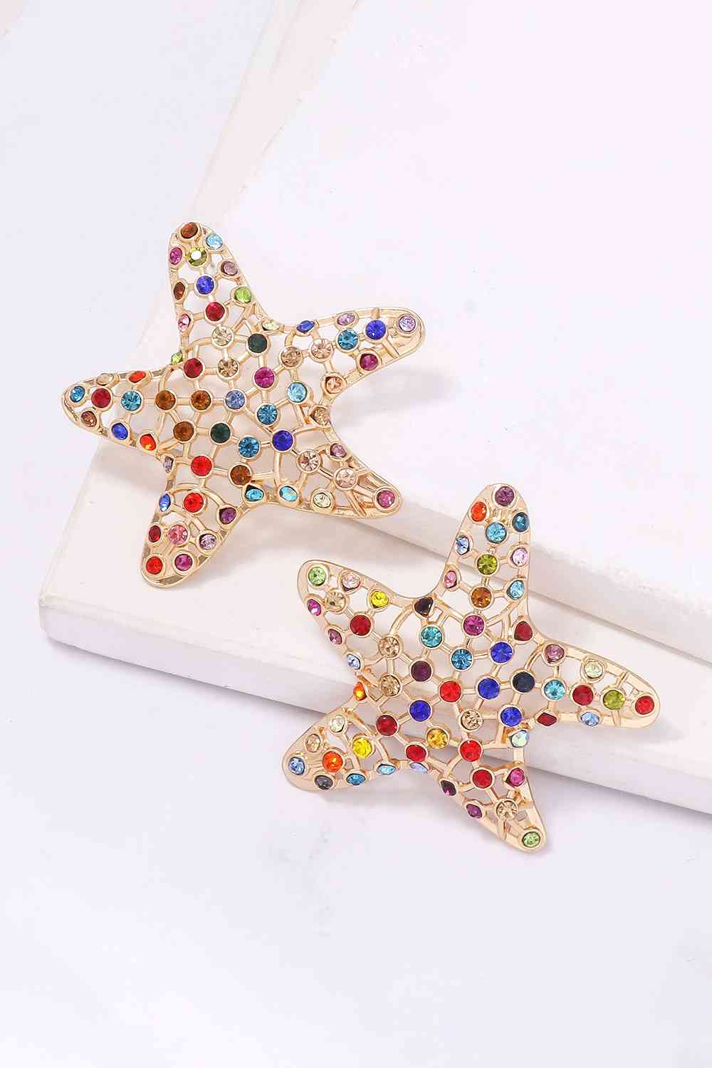 Starfish Zinc Alloy Glass Stone Dangle Earrings