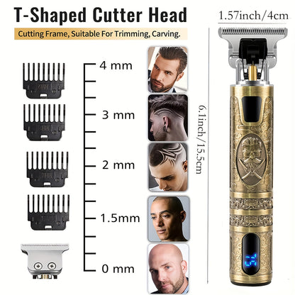 USB Rechargeable Hair Clippers and Beard Trimmer for Men - Precise T-Blade Trimmer with LCD Screen - Grooming Kit for Men