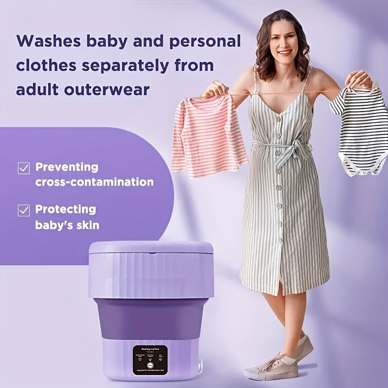 9L Portable Mini Washing Machine: 3 Modes, Effective Sterilizing Washer With Drain Basket - Perfect for Baby Clothes, Underwear, Socks & More!