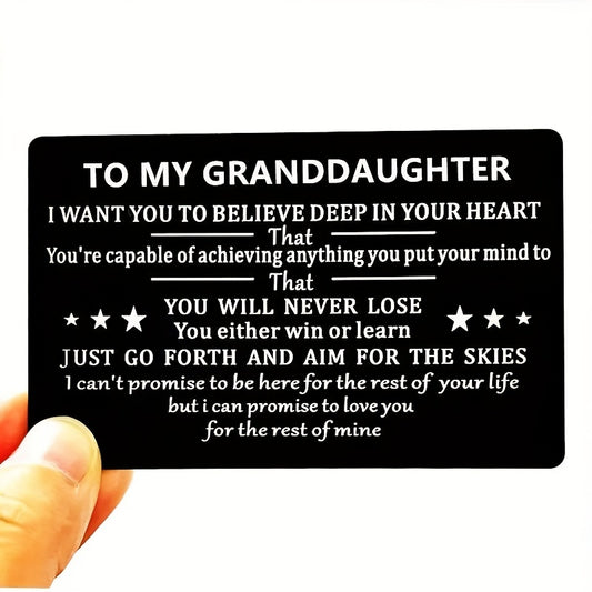 Wallet Insert Card Engraved Card For Daughter Son Grandson Granddaughter Gifts Aluminum Alloy Wallet Insert Card Love Note Cards