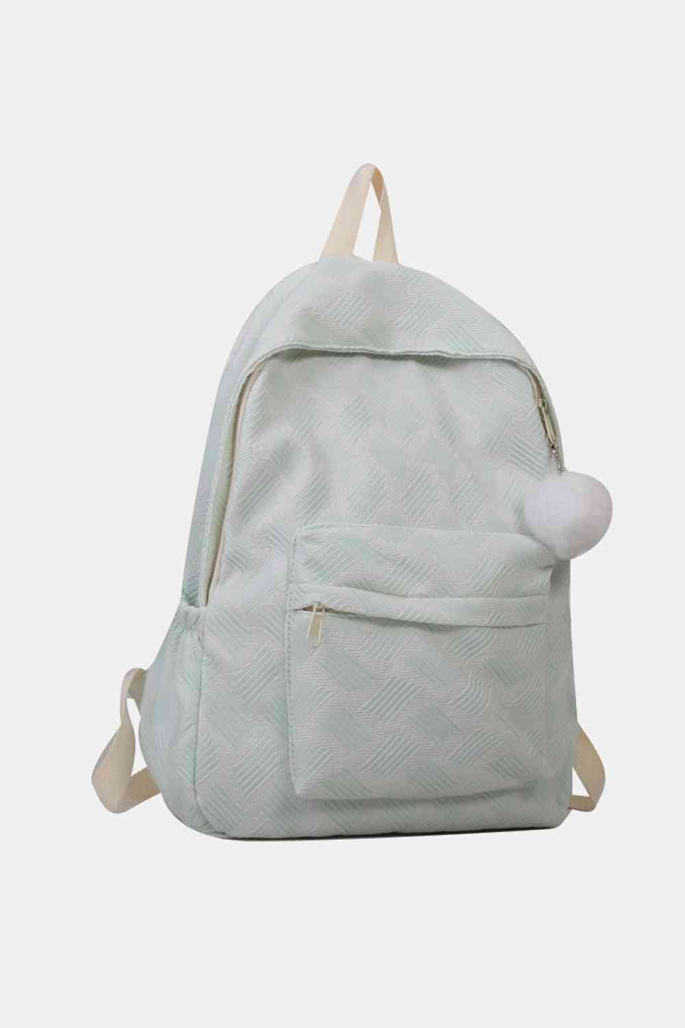 Printed Polyester Large Backpack (Fluffy Ball Included)