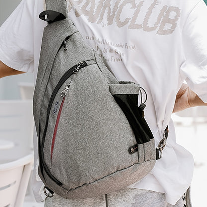 1pc Men's Large Capacity Chest Bag Casual Sports Zipper Organizer With USB Port Versatile Multifunction Crossbody Bag