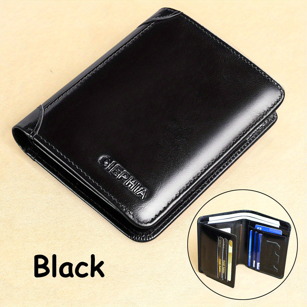 Vintage Leather Wallet for Men - RFID Anti-theft Brush Trifold Credit Card Wallet - Perfect Valentine's Day Gift!