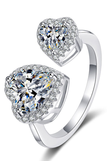 Heart-Shape Moissanite Open Ring