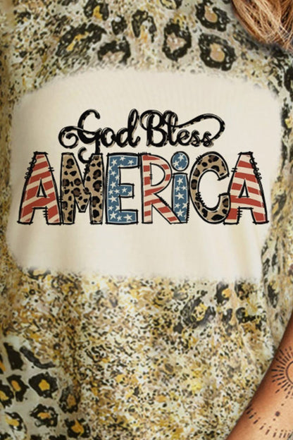 GOD BLESS AMERICA Graphic Leopard Tank