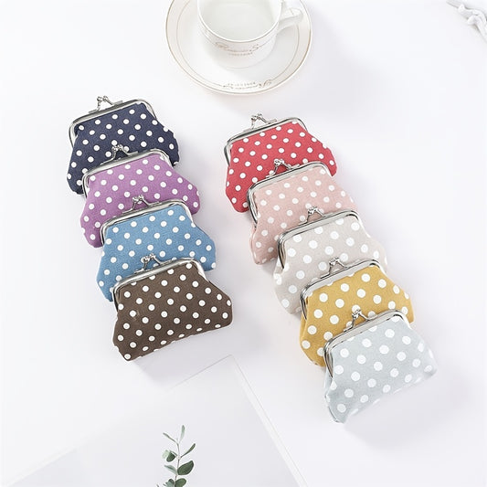 Stylish Polka Dot Kiss Lock Coin Purse - Convenient Earphone Storage Wallet