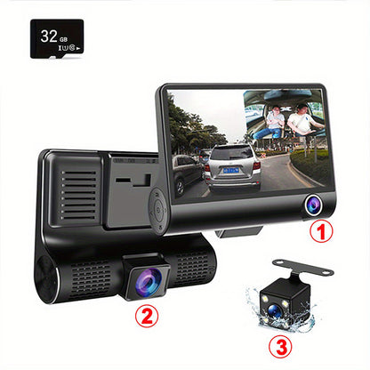 3-in-1 Car Dash Cam: 3.8 Video Recorder with 3 Cameras for Maximum Road Safety