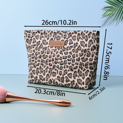 Stylish Leopard Print Makeup Bag - The Perfect Travel Cosmetic Pouch for Organizing Your Essentials!