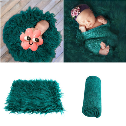 2pcs Baby Photo Wrap + Blanket 2-Piece Set Photography Props Baby Photo Studio Shoot Wrap